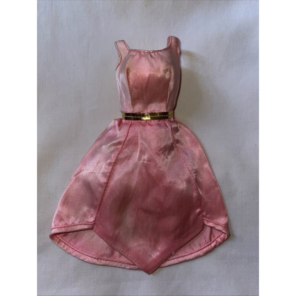 VTG Barbie 1971 Growing Pretty Hair Pink Satin Dress #1144